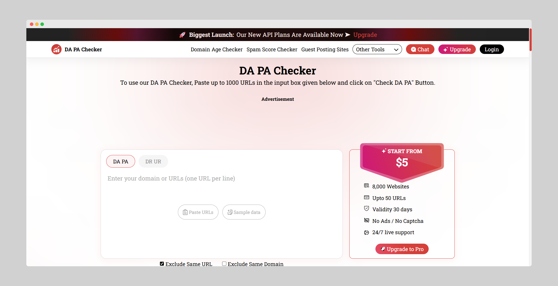 DA PA Checker Tool